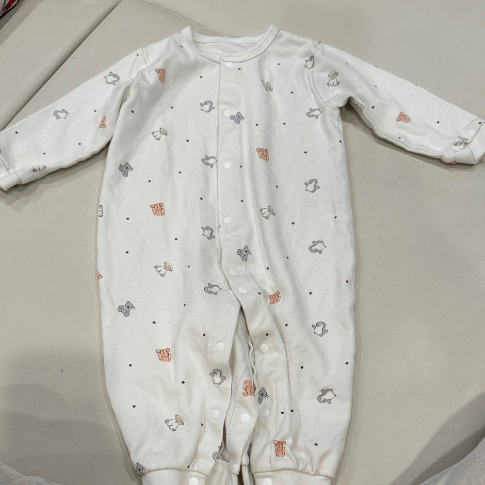 Baby Boom Snap Button Animal Print Jumpsuit 80